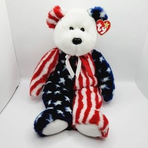 Ty Patriotic Bear with Red, White, and Blue Design